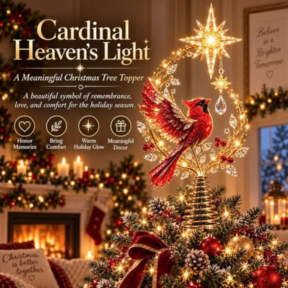 Christmas Tree Topper with Cardinal Design and Lighted Glow - 1pc
