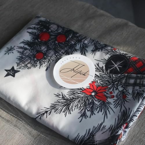 Christmas Tree Skirt 48 Inches Snowflake Rustic Plush Holiday Decor - Red