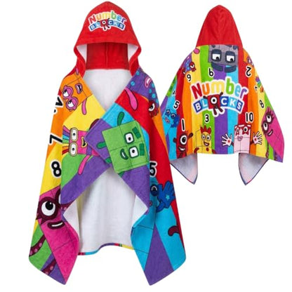 Numberblocks Kids Hooded Towel Poncho - Multicolor One Size Cotton Beach Wrap