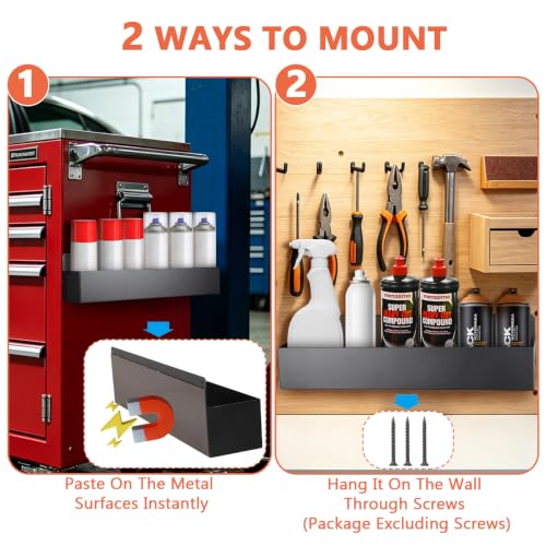 2 Pack Magnetic Spray Can Holder - Heavy Duty Steel Aerosol Organizer Rack - Wall Mount Storage for Garage, Workshop, Toolbox - Variation 2