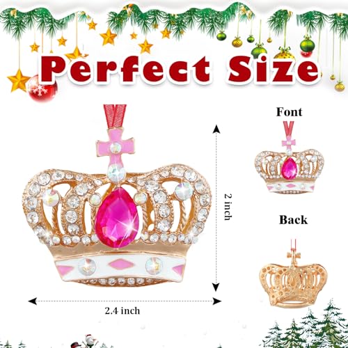 Pink Crown Christmas Ornament - 4-Piece Holiday Decorations for Women & Girls