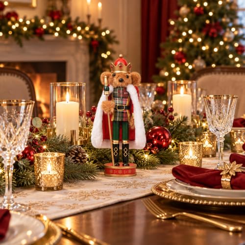 Hand-Painted Wooden Nutcracker King Christmas Decor - Regal Festive Figure