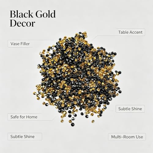 Black and Gold Acrylic Vase Fillers - 1000 Loose Decorative Diamonds