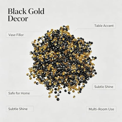 Black and Gold Acrylic Vase Fillers - 1000 Loose Decorative Diamonds
