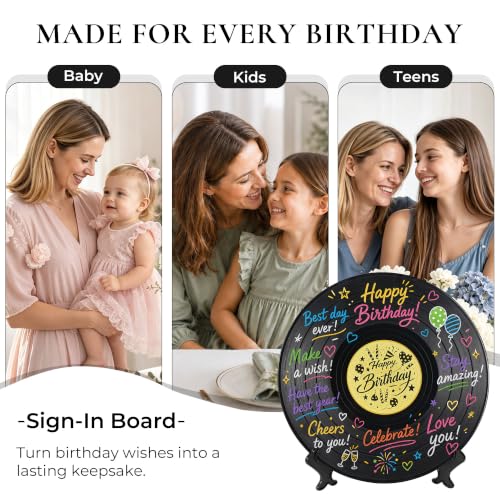 Vienrose Vinyl Record Guest Book Alternative - Black, 11.8 Inch Birthday Keepsake