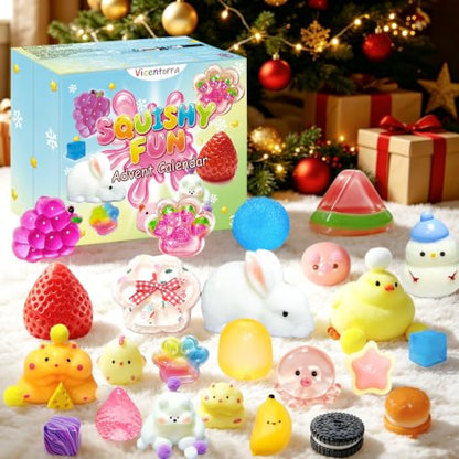 Kids Advent Calendar with 24 Squishy Toys - Christmas Countdown Gift
