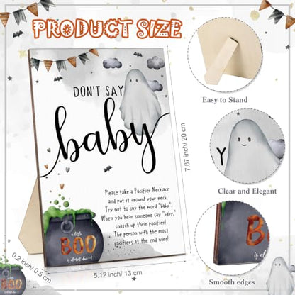 Halloween Baby Shower Game Pacifier Necklace Set - Black & Ghost Design