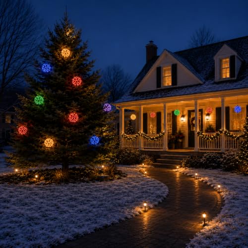 150-Light Red Starlight Sphere Ornament with 10-Inch Diameter - Extra Large Holiday Decoration with Hanging Cord