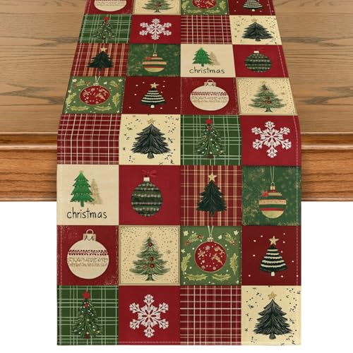 Christmas Tree Gift Table Runner 13x120 Inch Red Holiday Home Decor