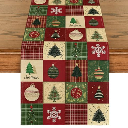 Christmas Tree Gift Table Runner 13x120 Inch Red Holiday Home Decor