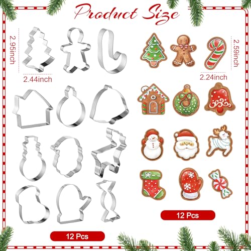 Christmas Baking Gift Set with Mini Wooden Rolling Pins & Cookie Cutters - 12 Piece