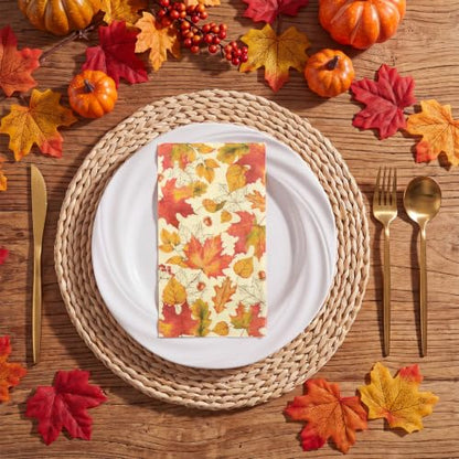 Fall Thanksgiving Maple Leaves Napkins - 60 Pack Autumn Decor Disposable Hand Towels