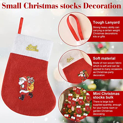 Red Felt Christmas Stockings Set - 150 Mini Santa Holiday Decorations