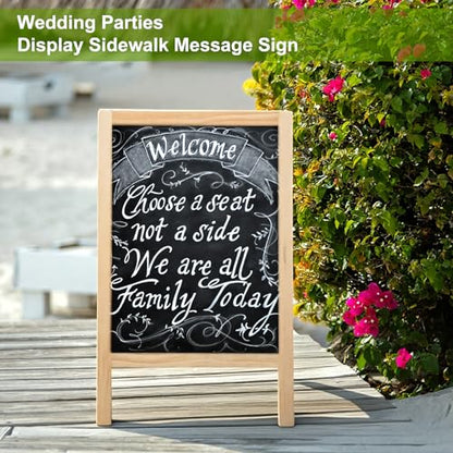 4 Pack Small Double-Sided Chalkboard Signs 15.7 x 9.8 Inch Rustic Easel Set