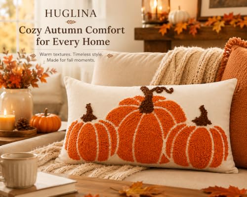 Fall Pumpkin Lumbar Throw Pillow 12x20 Inch with Insert - Farmhouse Decor