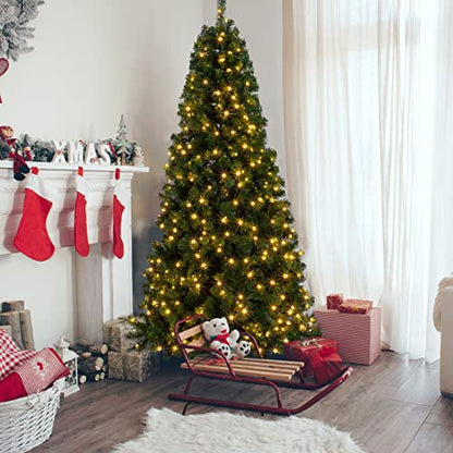 Green 7ft Prelit Half Christmas Tree with 230 Warm Lights and 881 Tips