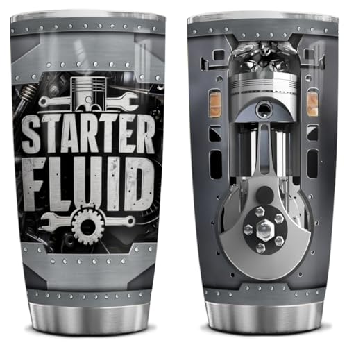 4LIEUBASMI Starter Fluid Coffee Mug - 20 Oz Tumbler for Men, Car Guy Gift, Automotive Travel Drinkware