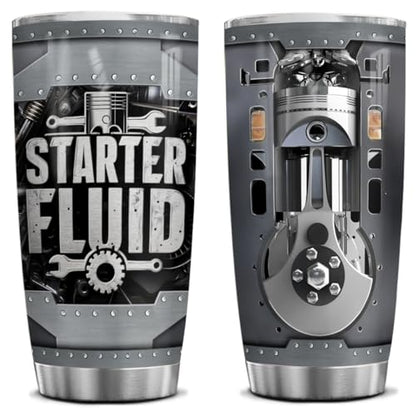 4LIEUBASMI Starter Fluid Coffee Mug - 20 Oz Tumbler for Men, Car Guy Gift, Automotive Travel Drinkware