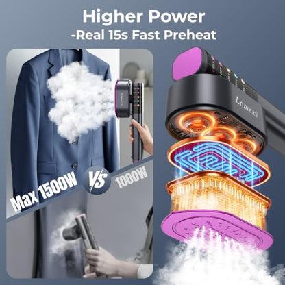 Travel Handheld Garment Steamer with Leak-Proof Water Tank - 15s Fast Heat Up, Adjustable Temperature