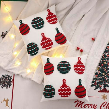 Christmas Bell Throw Pillow Covers 18x18 Set of 2 - Holiday Decor