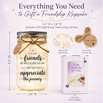 GoodFriend Friendship Mason Jar Light Gift for Women - Best Friend Keepsake