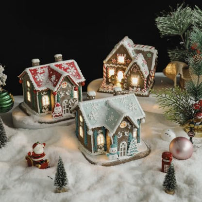 Christmas Village House with Warm Lights - Gingerbread Christmas Tabletop Decoration