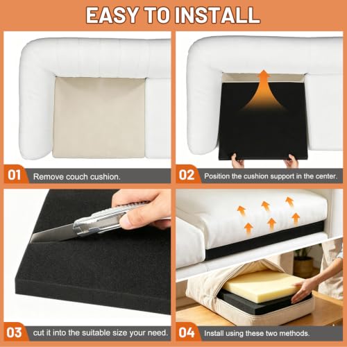 Black 22x22x2.4 Inch Couch Cushion Support Foam 45D for Sagging Sofas - 3 Pieces