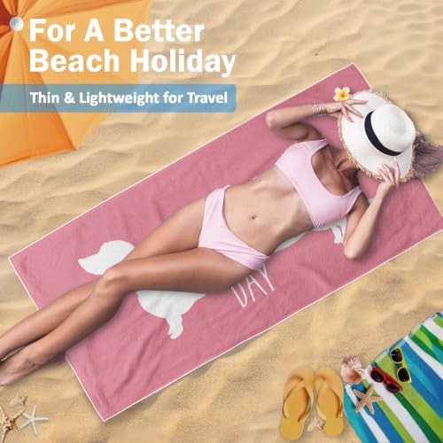 Funny Pink Dachshund Beach Towel Gifts for Dog Lovers - Pink Long Day 30x60in