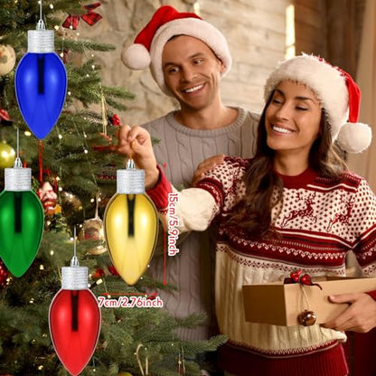 12 Pcs 6 Inch Christmas Lightbulb Ornaments for Outdoor Tree Decor