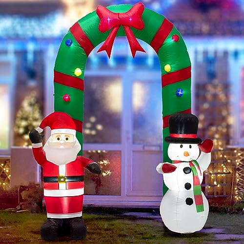 Inflatable Christmas Decor Santa & Snowman with LED Lights 8ft Yard Art Holiday Decorations