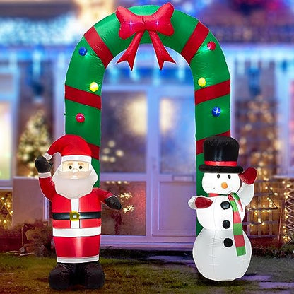 Inflatable Christmas Decor Santa & Snowman with LED Lights 8ft Yard Art Holiday Decorations