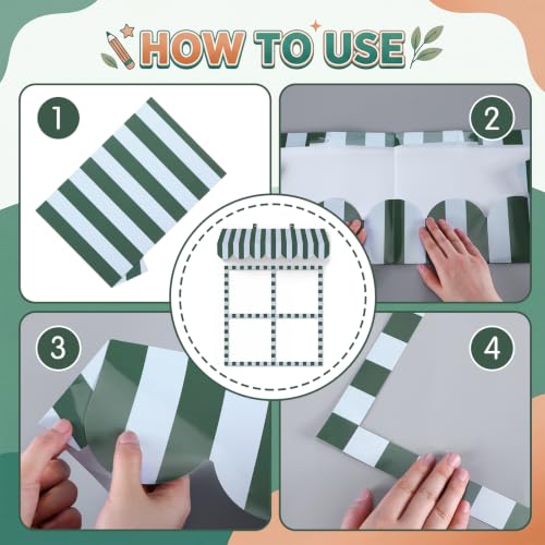Retro Green Stripe Paper Awning Decorations - Carnival Party & Bulletin Board Decor