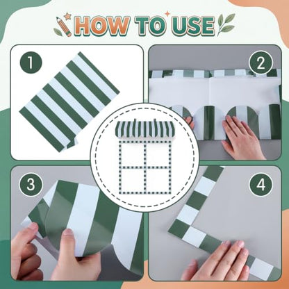 Retro Green Stripe Paper Awning Decorations - Carnival Party & Bulletin Board Decor