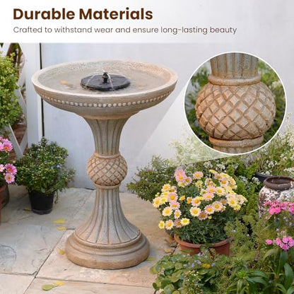 Outdoor Water Fountain with Solar Pump and LED Light - Garden Decor, Weather-Resistant