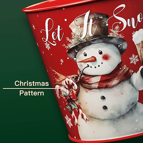 Red Putuo Decor Christmas Metal Buckets Set of 5 Holiday Ice Buckets