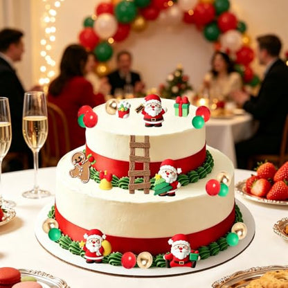 24pcs Christmas Cake Topper Set with Santa Gingerbread Bell & Balls