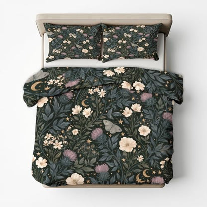 California King Botanical Floral Duvet Cover Set - Multicolor Microfiber Bedding
