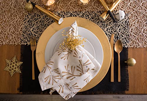 Holiday Christmas Table Linen Napkin Set - Gold Holly Leaves, 20x20, 6 Pieces Variation of THIS listing