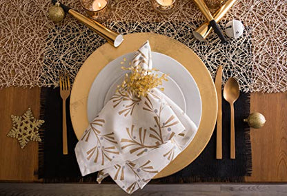 Holiday Christmas Table Linen Napkin Set - Gold Holly Leaves, 20x20, 6 Pieces Variation of THIS listing
