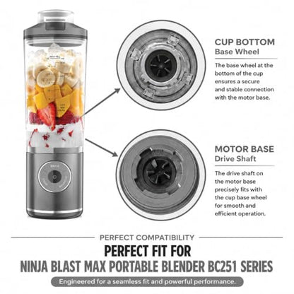 Gray 22oz Replacement Cup with Lid & Silicone Sleeve for Ninja Blast Max BC251