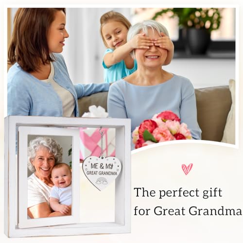 White Great Grandma Photo Frame Keepsake - Pregnancy Announcement Gift for Great Grandma