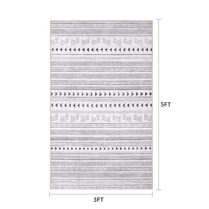 3x5 Washable Area Rug with Non-Slip Backing - Geometric Pattern, Low Pile