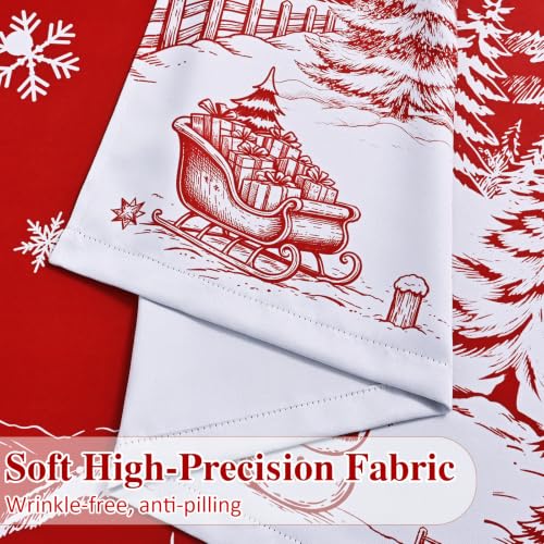 Red Christmas Curtains for Living Room 52 x 63 Inches Snowflake Holiday Drapes - Pack of 2