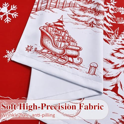 Red Christmas Curtains for Living Room 52 x 63 Inches Snowflake Holiday Drapes - Pack of 2