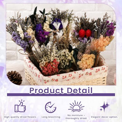 Mini Dried Flower Bouquets Set - Boho Wedding & Home Decor, 12 Pack