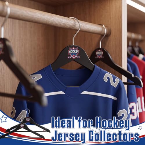 Black Hockey Jersey Hangers - 2 Pack Wall Mount Display Racks for Youth Sports Jerseys
