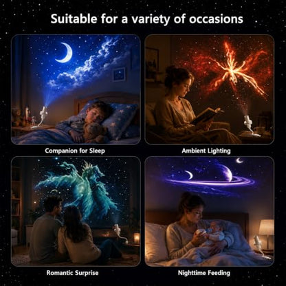 HD Star Projector for Bedroom Ceiling - Galaxy & Ocean Light with 360° Adjustable Angle