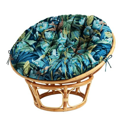 Blue Flower 47-Inch Round Tufted Floor Pillow Thick Seat Cushion for Home Decor