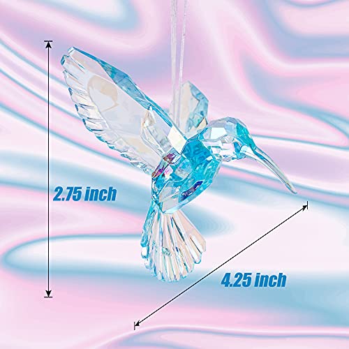 Set of 6 Iridescent Acrylic Bird Ornaments for Christmas & Holiday Decor