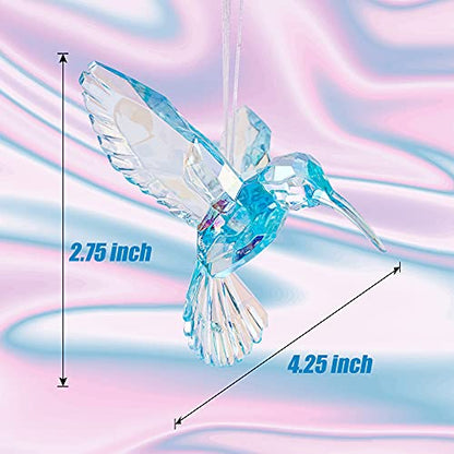 Set of 6 Iridescent Acrylic Bird Ornaments for Christmas & Holiday Decor